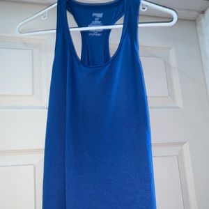 A blue tank top